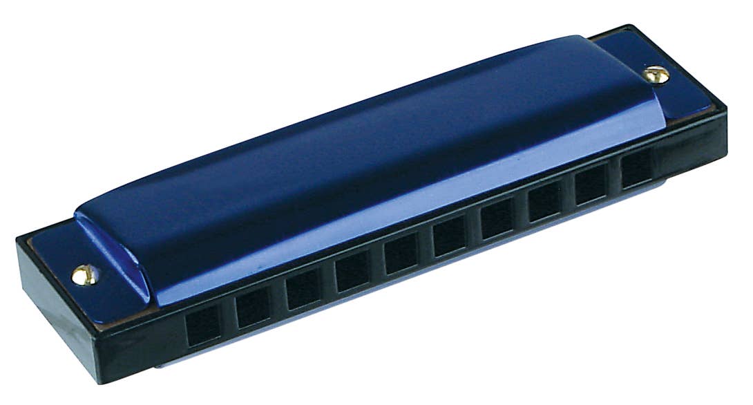 Neato! 4" Metal Harmonica, 10 Holes, Hinged Box, Asst Colors